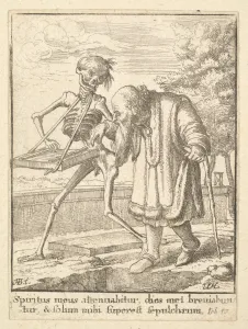 Hans Holbein the Younger Gallery: Old man Dance Death 1651 Etching second state