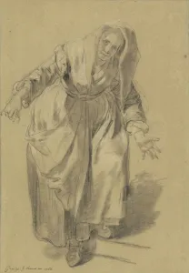 Old Woman Arms Outstretched Study Neapolitan Gesture Old Woman Arms Outstretched Study Neapolitan Gesture