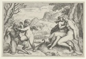 Omnia Vincit Amor 1599 Engraving Plate 5 7 3/8 Omnia Vincit Amor 1599 Engraving Plate 5 7 3/8
