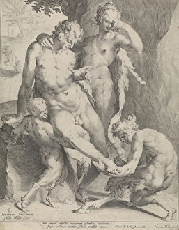 Oreaden removing a thorn from the foot of a satyr, Jan Harmensz Oreaden removing a thorn from the foot of a satyr, Jan Harmensz