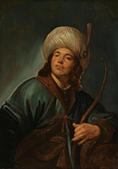 Oriental Young man oriental costume turban head Oriental Young man oriental costume turban head