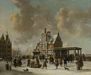The Paalhuis and the New Bridge in Amsterdam The Netherlands in Winter, Jan Abrahamsz The Paalhuis and the New Bridge in Amsterdam The Netherlands in Winter, Jan Abrahamsz