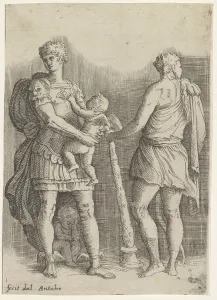 Perseus two putti Hercules back Right half cut print Perseus two putti Hercules back Right half cut print