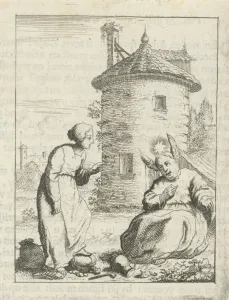 Personified soul speaks against the Flesh, Jan Luyken, Pieter Arentsz (II), 1678 - 1687 Personified soul speaks against the Flesh, Jan Luyken, Pieter Arentsz (II), 1678 - 1687