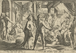 Phaethon asks his father if he could ride in his wagon, Hendrick Goltzius, Franco Estius Phaethon asks his father if he could ride in his wagon, Hendrick Goltzius, Franco Estius