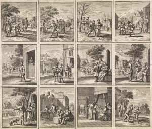 Twelve pictures from 'Des menschen begin, midden en einde', print maker: Jan Luyken Twelve pictures from 'Des menschen begin, midden en einde', print maker: Jan Luyken