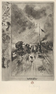 Pier England Une Jetee en Angleterre 1879 Etching Pier England Une Jetee en Angleterre 1879 Etching