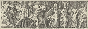 Plate 1 procession figures walking right carrying various objects Plate 1 procession figures walking right carrying various objects