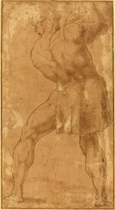 after Polidoro da Caravaggio, Figure of a Man, pen and brown ink with brown wash after Polidoro da Caravaggio, Figure of a Man, pen and brown ink with brown wash