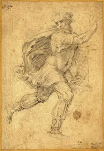 Polidoro da Caravaggio, Italian (c. 1499-probably 1543), Fleeing Barbarian, black Polidoro da Caravaggio, Italian (c. 1499-probably 1543), Fleeing Barbarian, black