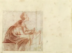 Polidoro da Caravaggio, Woman Seated with a Piece of Cloth, Italian, c Polidoro da Caravaggio, Woman Seated with a Piece of Cloth, Italian, c