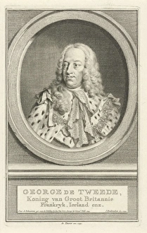 Portrait of George II Augustus, King of England, Jacobus Houbraken, Isaak Tirion, 1754 Portrait of George II Augustus, King of England, Jacobus Houbraken, Isaak Tirion, 1754