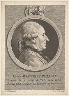 Portrait Jean-Baptiste Pigalle 1782 Etching engraving Portrait Jean-Baptiste Pigalle 1782 Etching engraving