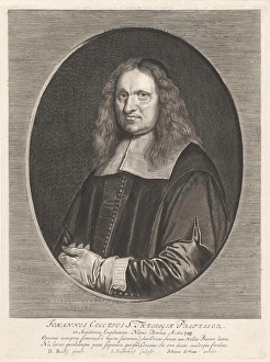 Portrait of Johannes Cocceius with gloves, Jonas Suyderhoef, Johannes de Ram, 1668 - 1693 Portrait of Johannes Cocceius with gloves, Jonas Suyderhoef, Johannes de Ram, 1668 - 1693
