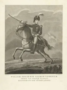 Portrait of King William II on horseback, Antonie and Pieter van der Beek, 1795 - 1821 Portrait of King William II on horseback, Antonie and Pieter van der Beek, 1795 - 1821