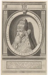 Portrait of Pope Innocent IX dressed in papal robes, the head adorned with the papal Portrait of Pope Innocent IX dressed in papal robes, the head adorned with the papal
