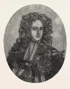 Portrait of Prince George of Denmark Composed Entirely of Minute Writing, 1860 Engraving Portrait of Prince George of Denmark Composed Entirely of Minute Writing, 1860 Engraving