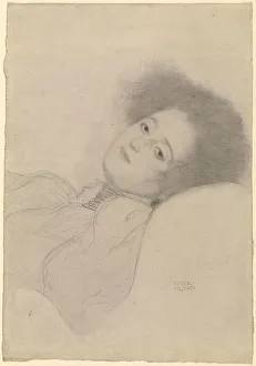Portrait Young Woman Reclining Gustav Klimt Austrian Portrait Young Woman Reclining Gustav Klimt Austrian