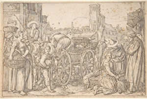 Poultry Market Dutch Town 1621 Pencil pen brown ink Poultry Market Dutch Town 1621 Pencil pen brown ink