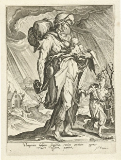 Poverty (Paupertas), Zacharias Dolendo, Jacob de Gheyn II, Hugo de Groot, 1596 - 1597 Poverty (Paupertas), Zacharias Dolendo, Jacob de Gheyn II, Hugo de Groot, 1596 - 1597
