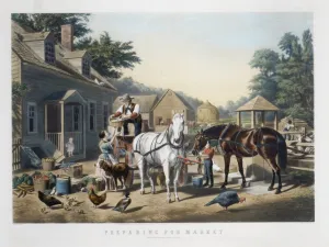 Preparing Market 1856 Lithograph printed colors Preparing Market 1856 Lithograph printed colors