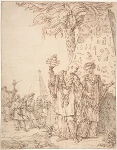 Procession Memphis 18th century Pen brown ink Procession Memphis 18th century Pen brown ink