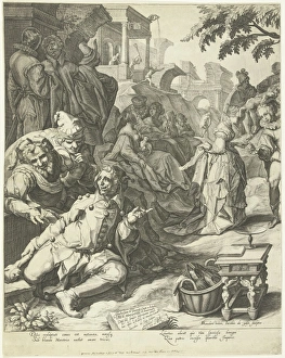 The prodigal son (left page), Jacob de Gheyn (II), Petrus Hogerbeets, Ger. Valk, 1596 The prodigal son (left page), Jacob de Gheyn (II), Petrus Hogerbeets, Ger. Valk, 1596