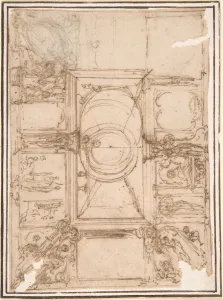 Project Ceiling Decoration 16th century Pen brown ink Project Ceiling Decoration 16th century Pen brown ink