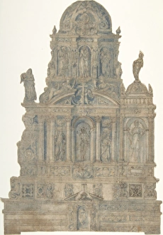 Project Monumental Tomb 16th century Pen brown ink Project Monumental Tomb 16th century Pen brown ink