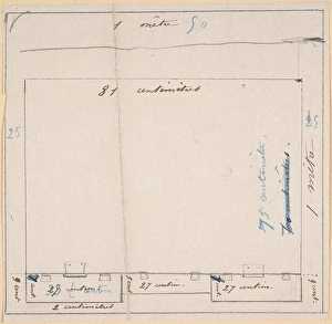 Project work table measurements graphite brown ink Project work table measurements graphite brown ink