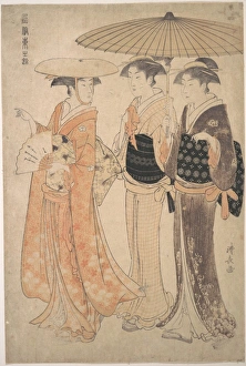 Promenade Edo period 1615-1868 Japan Polychrome woodblock print Promenade Edo period 1615-1868 Japan Polychrome woodblock print