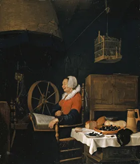 reading woman asleep spinning wheel 1659 oil reading woman asleep spinning wheel 1659 oil