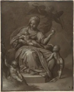 Recto Virgin Child Saint John Baptist Verso summary sketches Recto Virgin Child Saint John Baptist Verso summary sketches