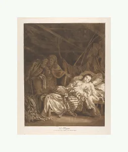 Rest Le Repos 1771 Etching aquatint printed brown ink Rest Le Repos 1771 Etching aquatint printed brown ink