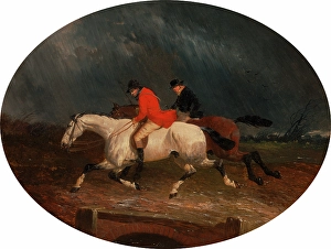 Returning from the Hunt The Return from the Hunt in the Rain Signed in black paint Returning from the Hunt The Return from the Hunt in the Rain Signed in black paint