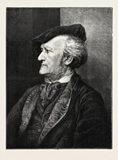 RICHARD WAGNER, 1813-1883, MUSICAL COMPOSER, 1873 engraving RICHARD WAGNER, 1813-1883, MUSICAL COMPOSER, 1873 engraving