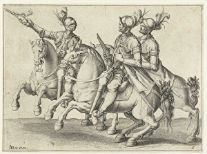 Three riders with guns, Jacob de Gheyn (II), 1599 Three riders with guns, Jacob de Gheyn (II), 1599