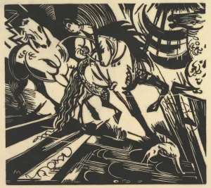 Riding School 1913 Woodcut block 10 1/2 x 11 inches Riding School 1913 Woodcut block 10 1/2 x 11 inches