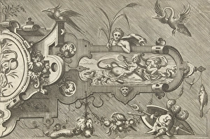 Right Half of a large cartouche, including a snake, print maker: Pieter van der Heyden Right Half of a large cartouche, including a snake, print maker: Pieter van der Heyden