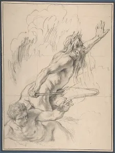 River God Another Male Figure 18th century Black chalk River God Another Male Figure 18th century Black chalk