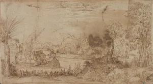 River Landscape Boats 1590 Annibale Carracci River Landscape Boats 1590 Annibale Carracci