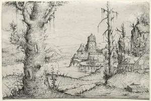 River landscape large tree left 1546 Augustin Hirschvogel River landscape large tree left 1546 Augustin Hirschvogel