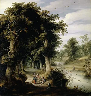 River landscape oak forest oil oak wood 102 x 97.5 cm River landscape oak forest oil oak wood 102 x 97.5 cm