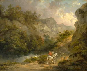 Rocky Landscape with Two Men on a Horse Signed and dated in black paint, lower left Rocky Landscape with Two Men on a Horse Signed and dated in black paint, lower left