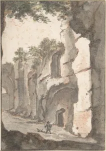 Roman View early 17th century Watercolor red chalk Roman View early 17th century Watercolor red chalk