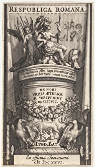 Rome crowned by Fame, print maker: Pieter Serwouters, Bonaventura Elzevier, Abraham Rome crowned by Fame, print maker: Pieter Serwouters, Bonaventura Elzevier, Abraham