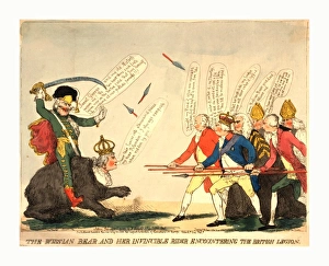 The Russian bear and her invincible rider encountering the British legion, engraving 1791 The Russian bear and her invincible rider encountering the British legion, engraving 1791