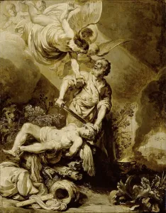 Sacrifice Abraham kill Isaac lying stake prevented Sacrifice Abraham kill Isaac lying stake prevented