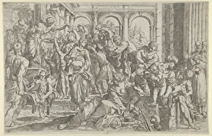 Saint Roch left distributing alms group people gathered Saint Roch left distributing alms group people gathered