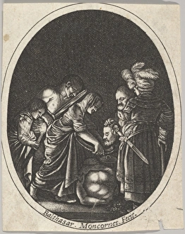 Salome receiving head John Baptist surrounded Salome receiving head John Baptist surrounded